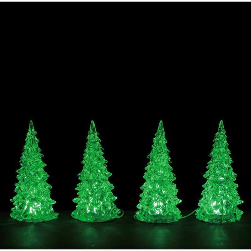 Lemax - Crystal Lighted Tree, 3 Color Changeable, Small, Set of 4